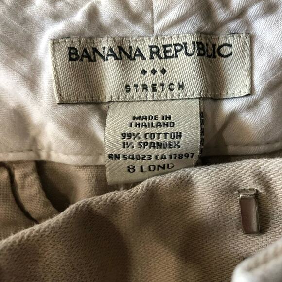Banana Republic stretch zipper pocket wide leg khaki trouser pants womens 8 long - Picture 5 of 6